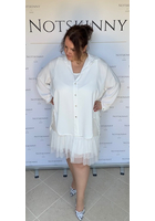 Kép 2/5 - extra nagy méretű női ing blúz ruha tunika fehér gombokkal, elől rövidebb, kerekített oldalt, xl, 5xl molett, plus size