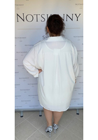 Kép 5/5 - extra nagy méretű női ing blúz ruha tunika fehér gombokkal, elől rövidebb, kerekített oldalt, xl, 5xl molett, plus size
