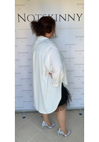 Kép 4/5 - extra nagy méretű női ing blúz ruha tunika fehér gombokkal, elől rövidebb, kerekített oldalt, xl, 5xl molett, plus size