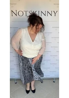 Kép 4/6 - rakott női szoknya molett plus size pliszírozott fekete fehér absztrakt mintával