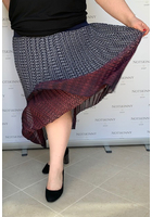 Kép 1/6 - rakott női szoknya molett plus size pliszírozott színátmenetes bordóval az alján