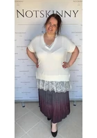 Kép 3/6 - rakott női szoknya molett plus size pliszírozott színátmenetes bordóval az alján