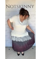 Kép 4/6 - rakott női szoknya molett plus size pliszírozott színátmenetes bordóval az alján