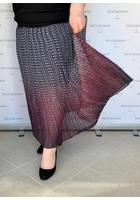 Kép 2/6 - rakott női szoknya molett plus size pliszírozott színátmenetes bordóval az alján