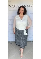 Kép 2/6 - rakott női szoknya molett plus size pliszírozott csipke minta virágokkal