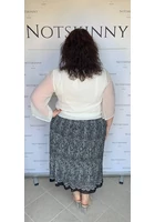 Kép 4/6 - rakott női szoknya molett plus size pliszírozott csipke minta virágokkal