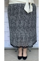 Kép 5/6 - rakott női szoknya molett plus size pliszírozott csipke minta virágokkal