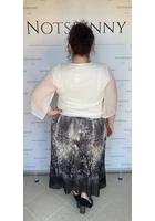 Kép 4/6 - rakott női szoknya molett plus size pliszírozott fás, erdő mintával