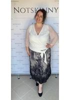 Kép 2/6 - rakott női szoknya molett plus size pliszírozott fás, erdő mintával