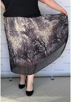 Kép 1/6 - rakott női szoknya molett plus size pliszírozott fás, erdő mintával
