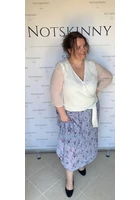 Kép 5/6 - rakott női szoknya molett plus size pliszírozott világoskék színben színes virágokkal
