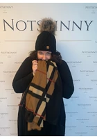 Kép 3/5 - sötétbarna, fekete kockás sál női karácsony ajándék gyapjú