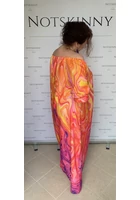 Kép 4/5 - taffi,molett,plus-size,xxl,nyári,hosszúruha,lengyel,szines,narancs,hullámok