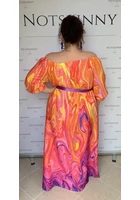 Kép 5/5 - taffi,molett,plus-size,xxl,nyári,hosszúruha,lengyel,szines,narancs,hullámok