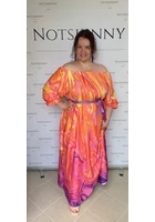 Kép 1/5 - taffi,molett,plus-size,xxl,nyári,hosszúruha,lengyel,szines,narancs,hullámok