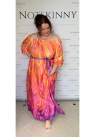 Kép 2/5 - taffi,molett,plus-size,xxl,nyári,hosszúruha,lengyel,szines,narancs,hullámok