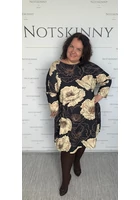 Kép 3/6 - taffi női rövid buborék ruha, csodaszép, barna virágok, nagy méret, xxl, molett, plussize