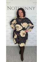 Kép 1/6 - taffi női rövid buborék ruha, csodaszép, barna virágok, nagy méret, xxl, molett, plussize