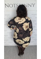Kép 6/6 - taffi női rövid buborék ruha, csodaszép, barna virágok, nagy méret, xxl, molett, plussize