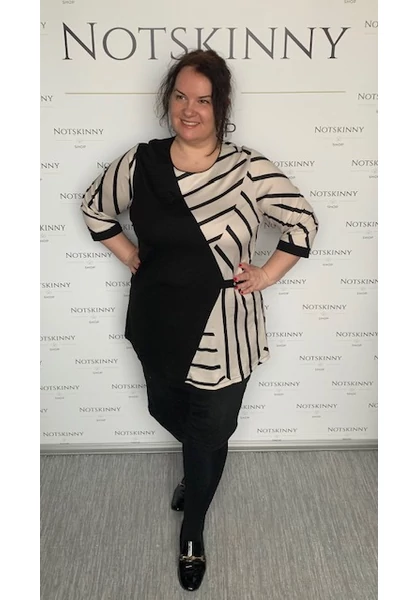 marquerite by mako női molett tunika bész sé fekete csíkos