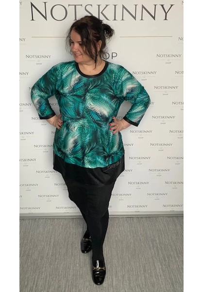 marguerite by mako női tunika zöld, ökobetéttel, káprázatos mintával