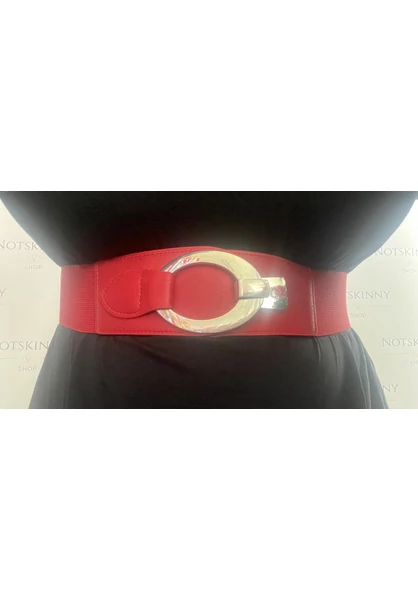 teljesen gumis öv, piros, ezüst, ovális csat, kényelmes, nagy, molett, xxl