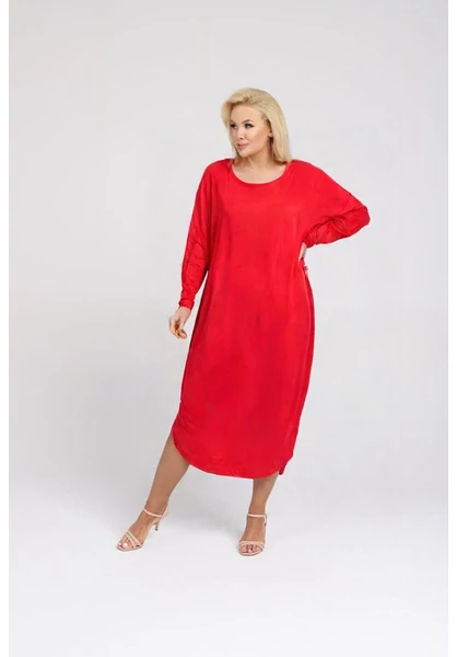 taffi női klasszikus hosszú buborék ruha piros, molett, xxl