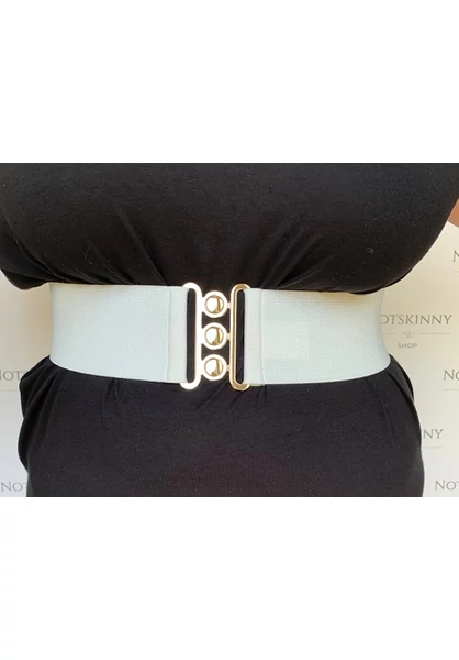 teljesen gumis fehér női öv arany csattal, molett, xxl, 