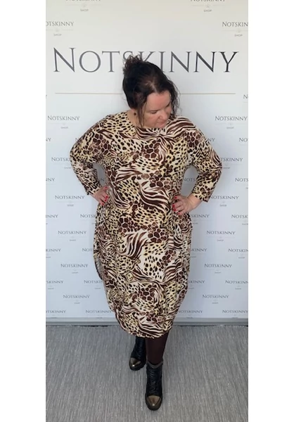 női nagy méretű leopárd mintás női ruha, zsebekkel, rugalmas anyag, buborék, xxl, molett