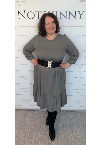 zöldesszürek női nagy ruha, kerek nyak, fagyiruha, molett, xxl, plussize