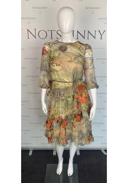 zöld  muszlin női nagy ruha 40 fodros, loknis xxl molett cocomore