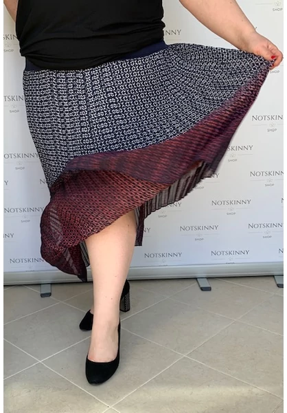 rakott női szoknya molett plus size pliszírozott színátmenetes bordóval az alján rakott női szoknya molett plus size pliszírozott színátmenetes bordóval az alján