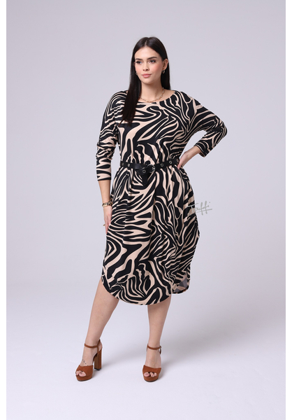 taffi női hosszú buborék ruha, bézs, zebra, molett, xxl