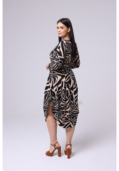 taffi női hosszú buborék ruha, bézs, zebra, molett, xxl