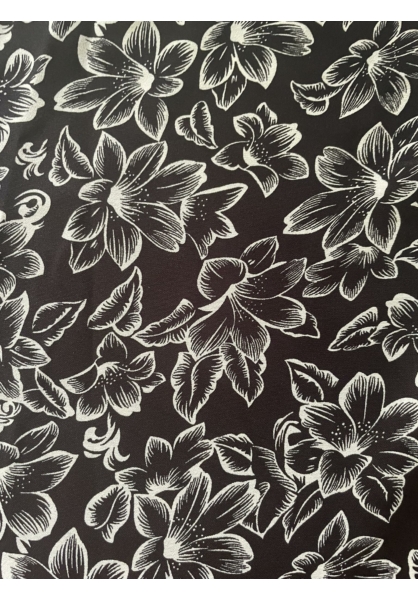 taffi női ingruha, fekete, fehér virágok, két zseb, gallér, molett, xxl
