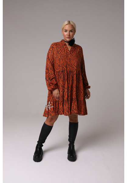 taffi női rövid bő ruha, fagyiruha, molett, xxl, narancs zebra
