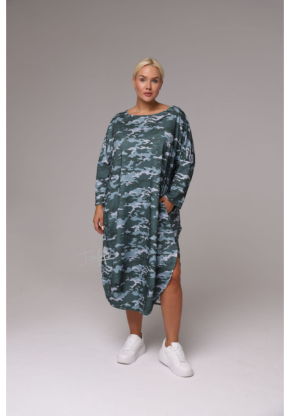 taffi női hosszú terepmintás buborék ruha, molett, xxl, zöldes szürke