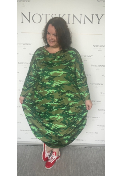 taffi női hosszú terepmintás buborék ruha, molett, xxl, zöld