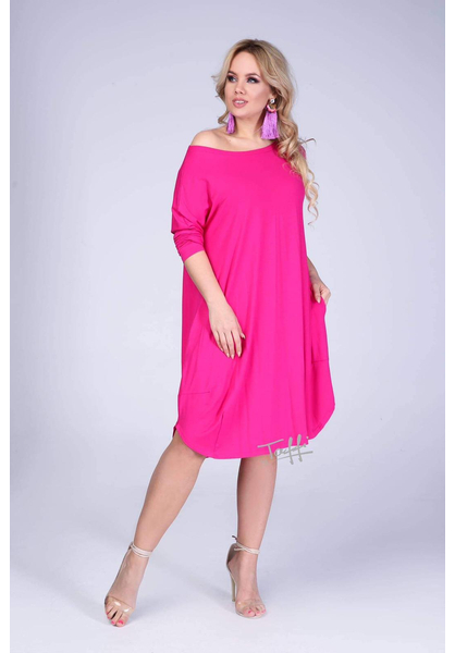 taffi női rövid buborék ruha, klasszikus, pink, molett, xxl
