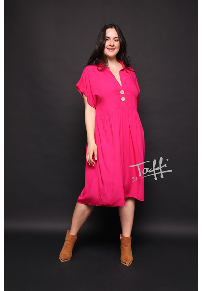 taffi női lenvászon nyári ruha, pink, gombok, molett, xxl