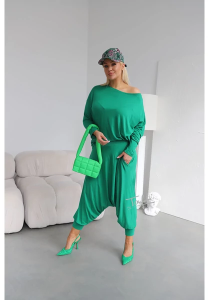 taffi női buggyos nadrág zöld, gumis derék, ülepes, trendi, kényelmes, nagy méret, molett, xxl, plussize