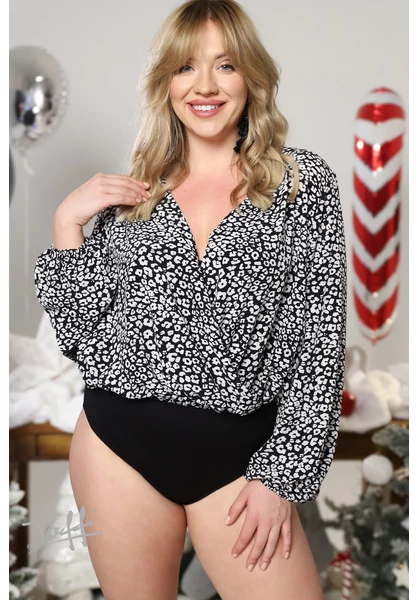 taffi női bugyis body, átlapolos, szürke ocelot