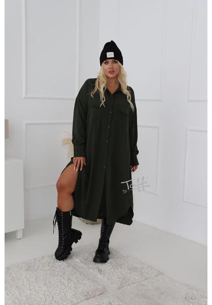taffi női fekete ingruha, gallérok, elől zseb, molett, xxl