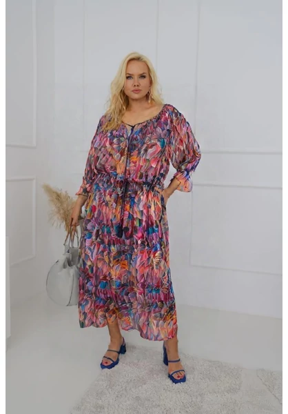 taffi  női maxi ruha, színes, zsinóros, molett, plussize, xxl