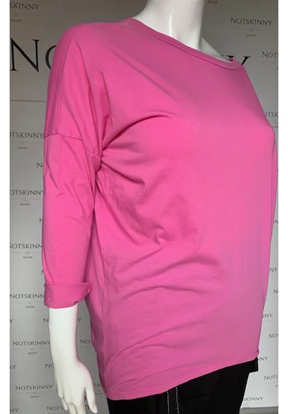 hátul hosszabb felső rózsaszín streccs kerek  nyakú m l xl 2xl 3xl 4xl
