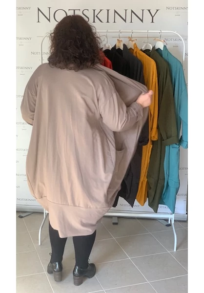 nagy pamut kardigán zsebes xl 2xl 3xl 4xl 5xl bézs női