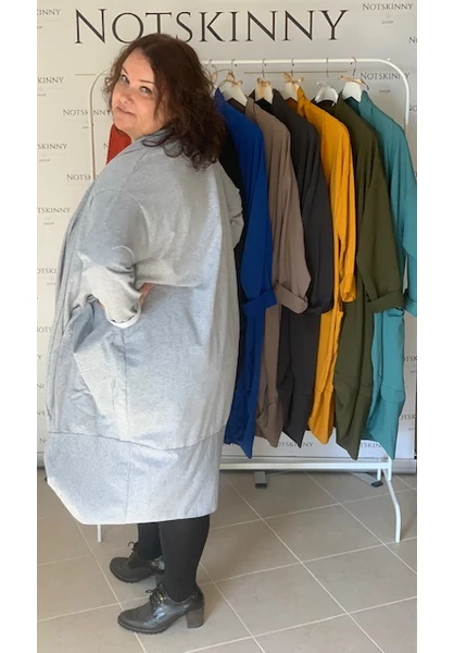 nagy pamut kardigán zsebes xl 2xl 3xl 4xl 5xl világosszürke női