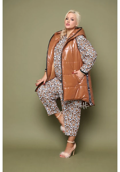 taffi női szabadidő szett, nagy méret, ülepes nadrág, barna, fehér, gucci, molett, xxl, plusszie