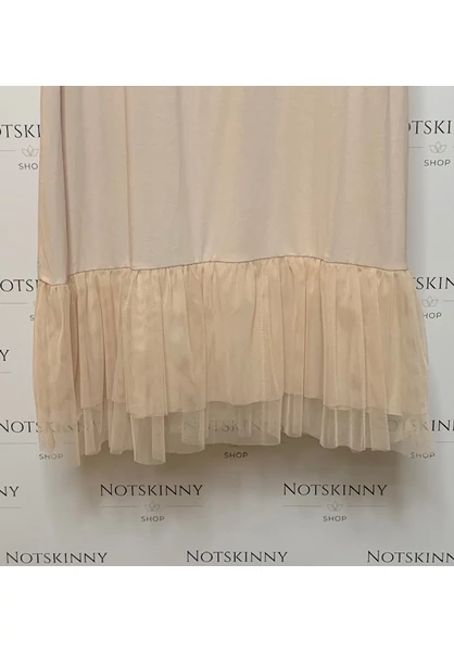 női trikó, atléta, aláöltözet, bézs, testszínű tüll  alj, extra nagy méret, molett l-2xl