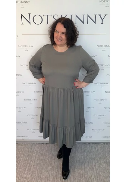 zöldesszürek női nagy ruha, kerek nyak, fagyiruha, molett, xxl, plussize